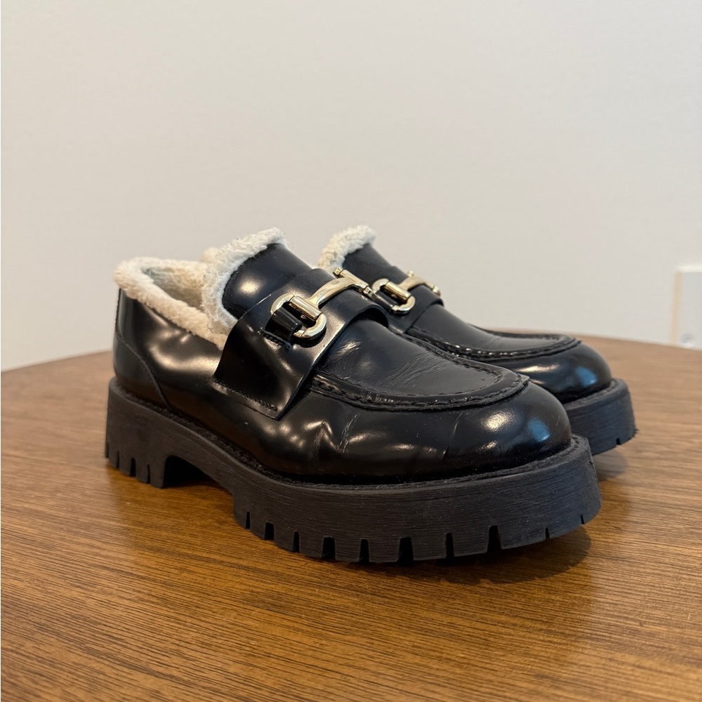Steve Madden Black Mules with Fur Lining